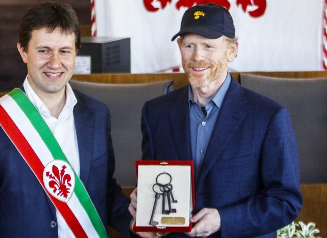 consegna delle chiavi della città coniate dalla picchiani e barlachi a ron howard
