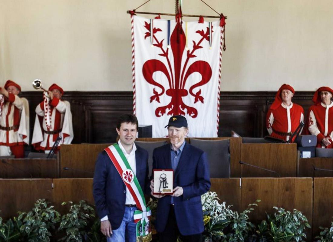 consegna delle chiavi della città coniate dalla picchiani e barlachi a ron howard